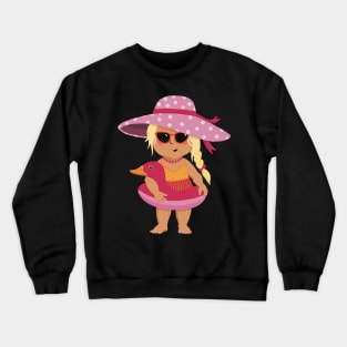 Vacation mood on - cute little girl having a sunny happy day on the beach, saturated ,no text Crewneck Sweatshirt